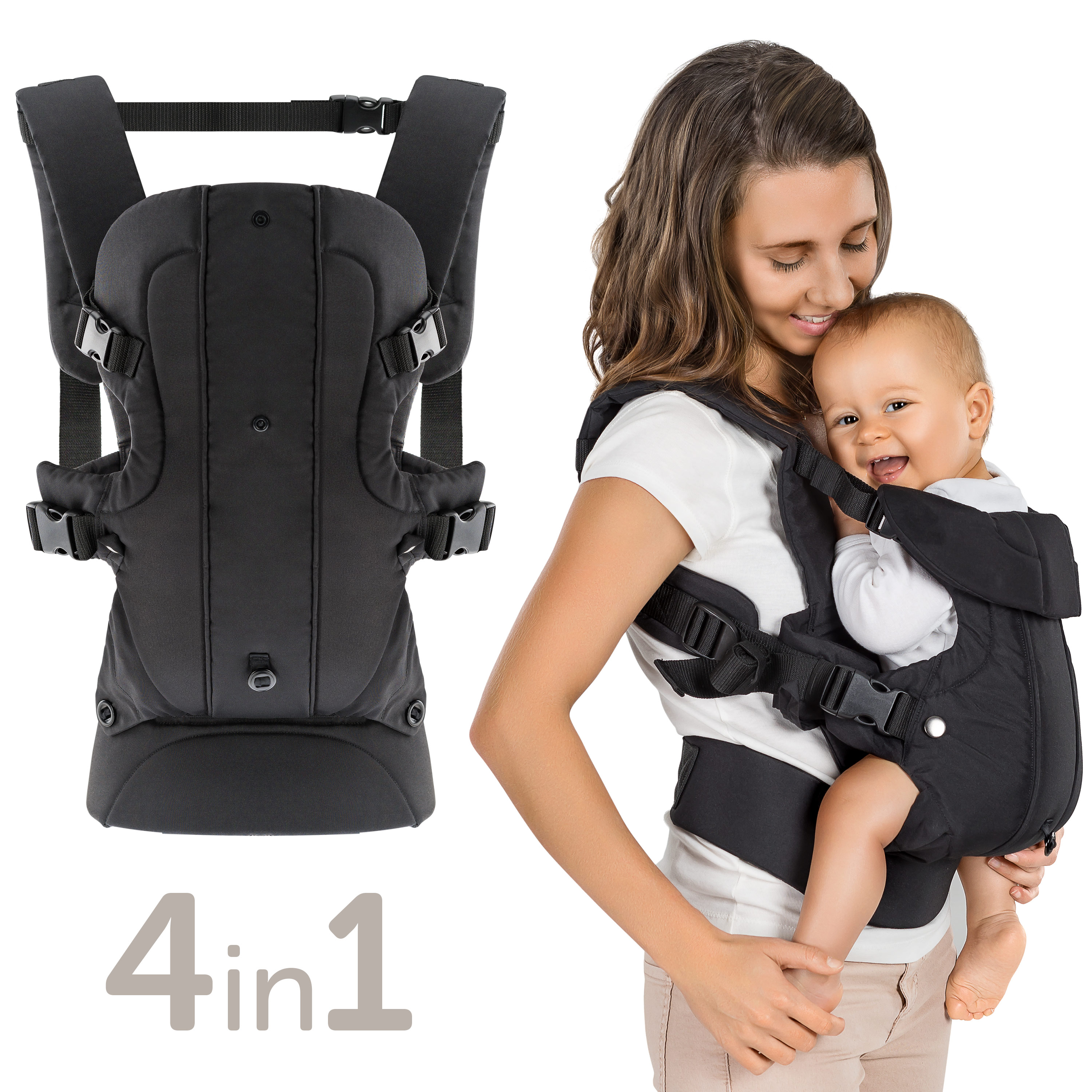 Ergonomische Babytrage Kindertrage Bauchtrage Rückentrage Walk 4in1 Schwarz eBay